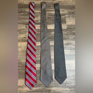 Tommy Hilfiger Tie Lot 3 Silk Neckties Red Stripe Blue Brown Classic
